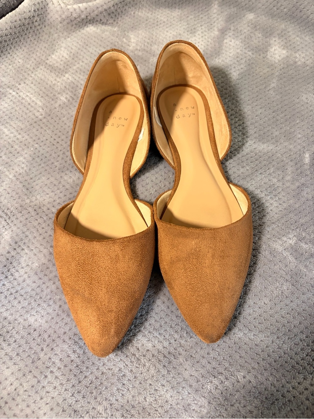 a new day Tan Suede Pointed D'Orsay Flats
